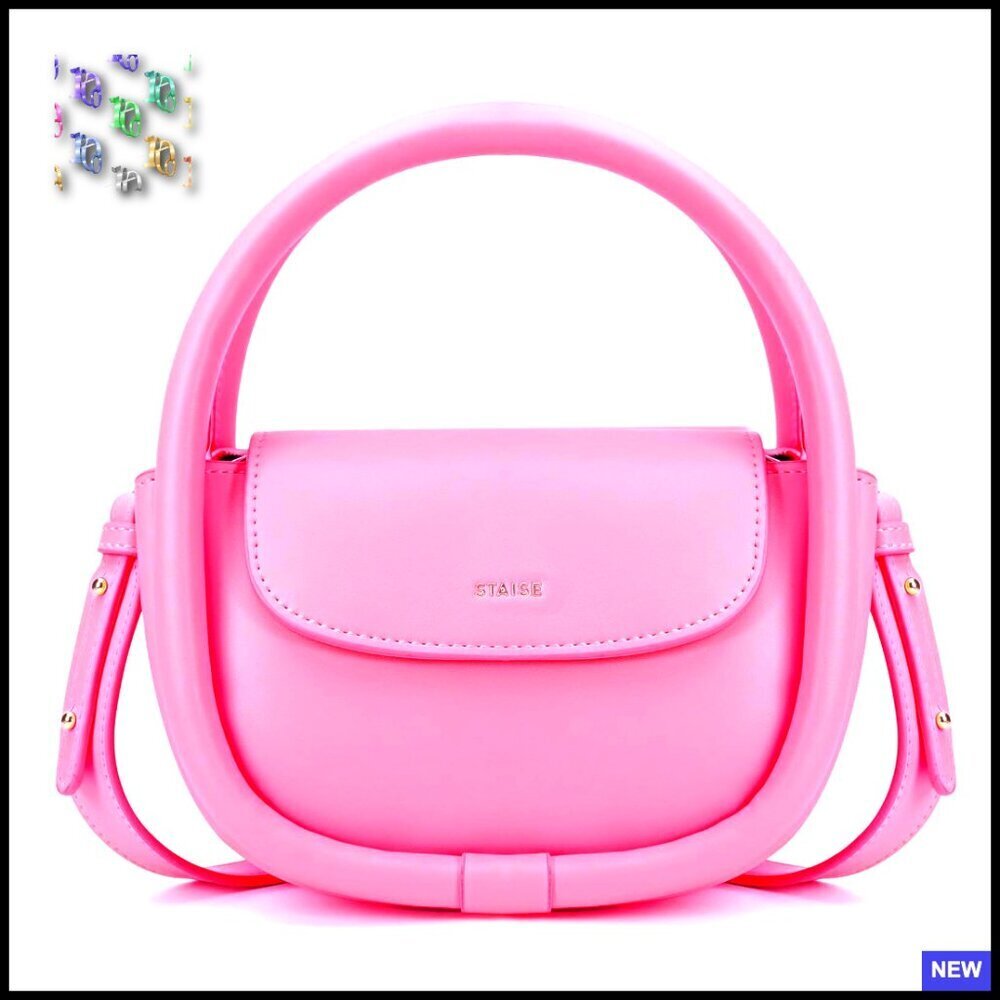 Trendy Mini Crossbody Vegan Leather Top Handle Bag Chic Structured Baguette